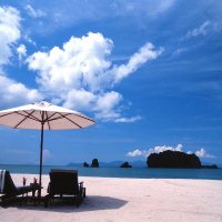 Tanjung Rhu strand met ligbedden